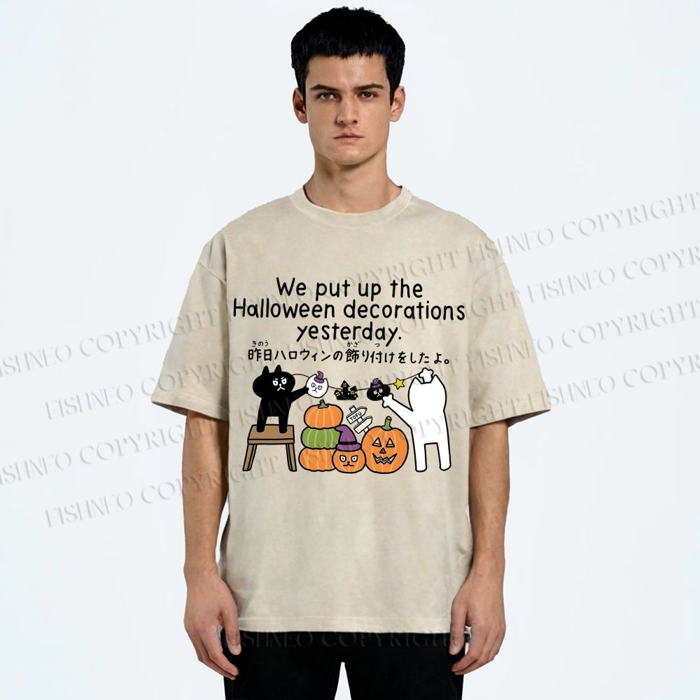 Unisex Halloween Printed Washed Tee