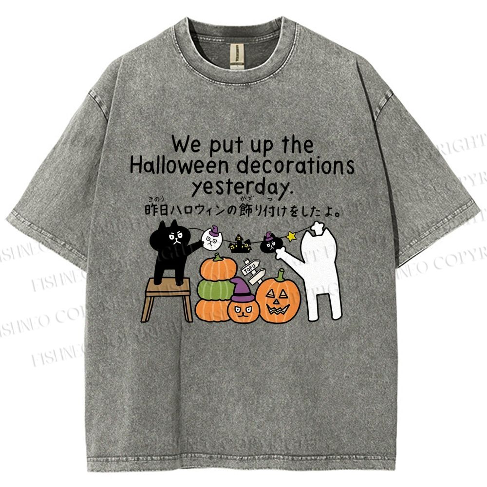 Unisex Halloween Printed Washed Tee