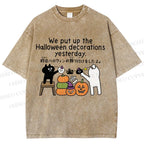 Unisex Halloween Printed Washed Tee