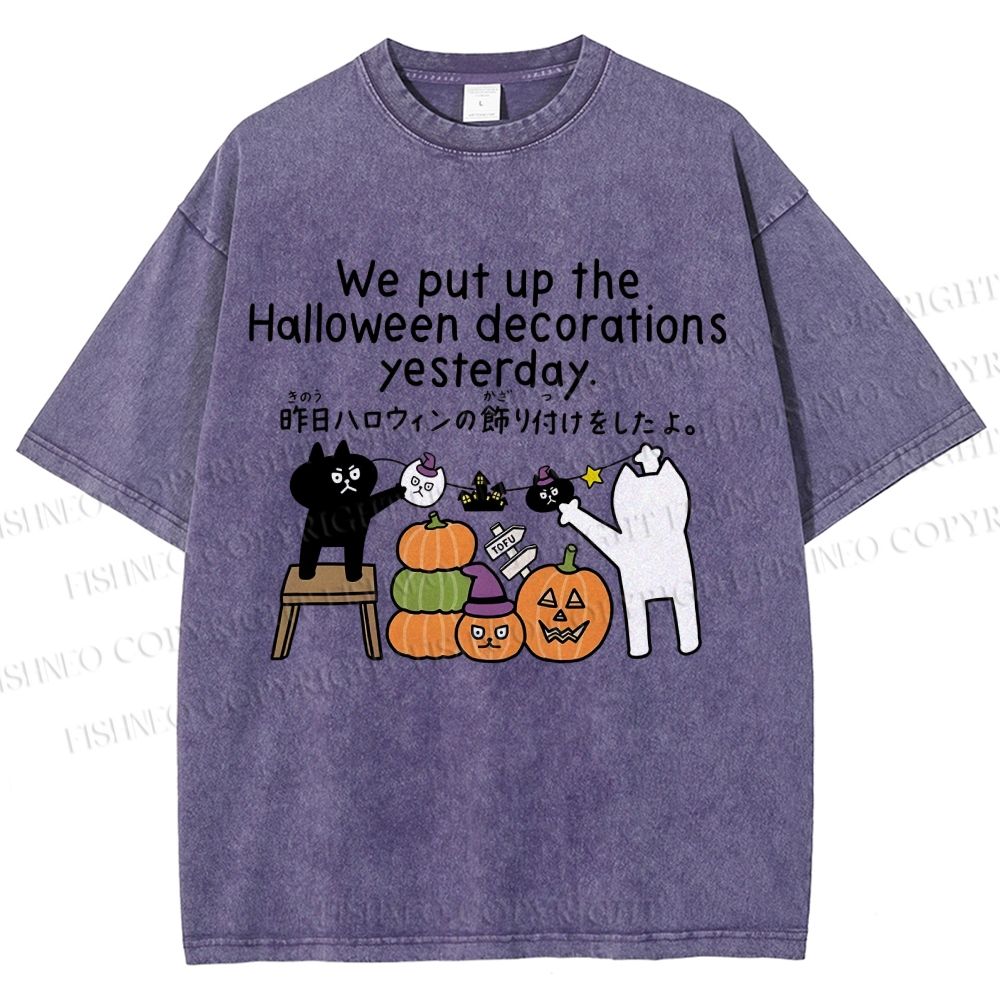 Unisex Halloween Printed Washed Tee