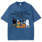 Unisex Halloween Printed Washed Tee