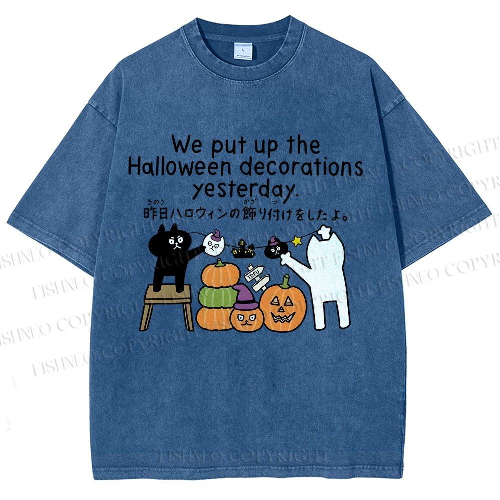 Unisex Halloween Printed Washed Tee