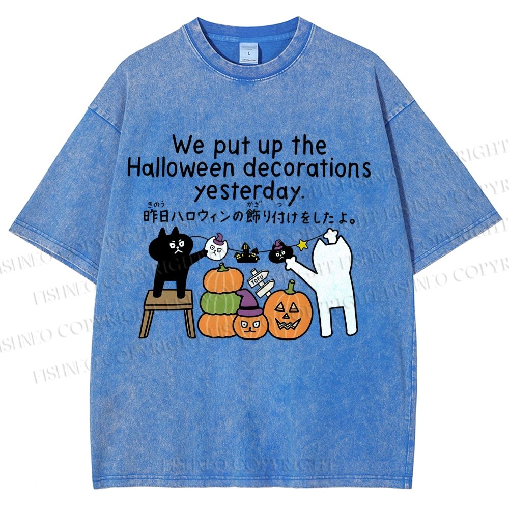 Unisex Halloween Printed Washed Tee