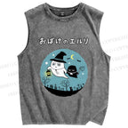 Unisex Halloween Printed Washed Tank Top