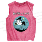 Unisex Halloween Printed Washed Tank Top