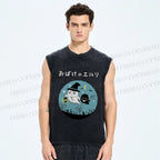 Unisex Halloween Printed Washed Tank Top
