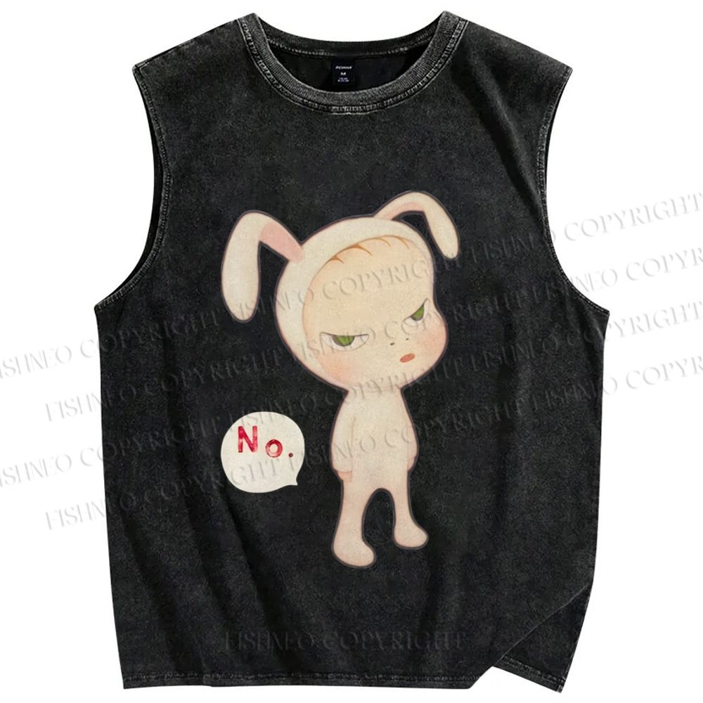 Unisex Yoshitomo Nara Printed Washed Tank Top