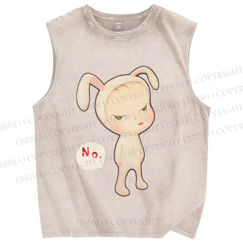 Unisex Yoshitomo Nara Printed Washed Tank Top
