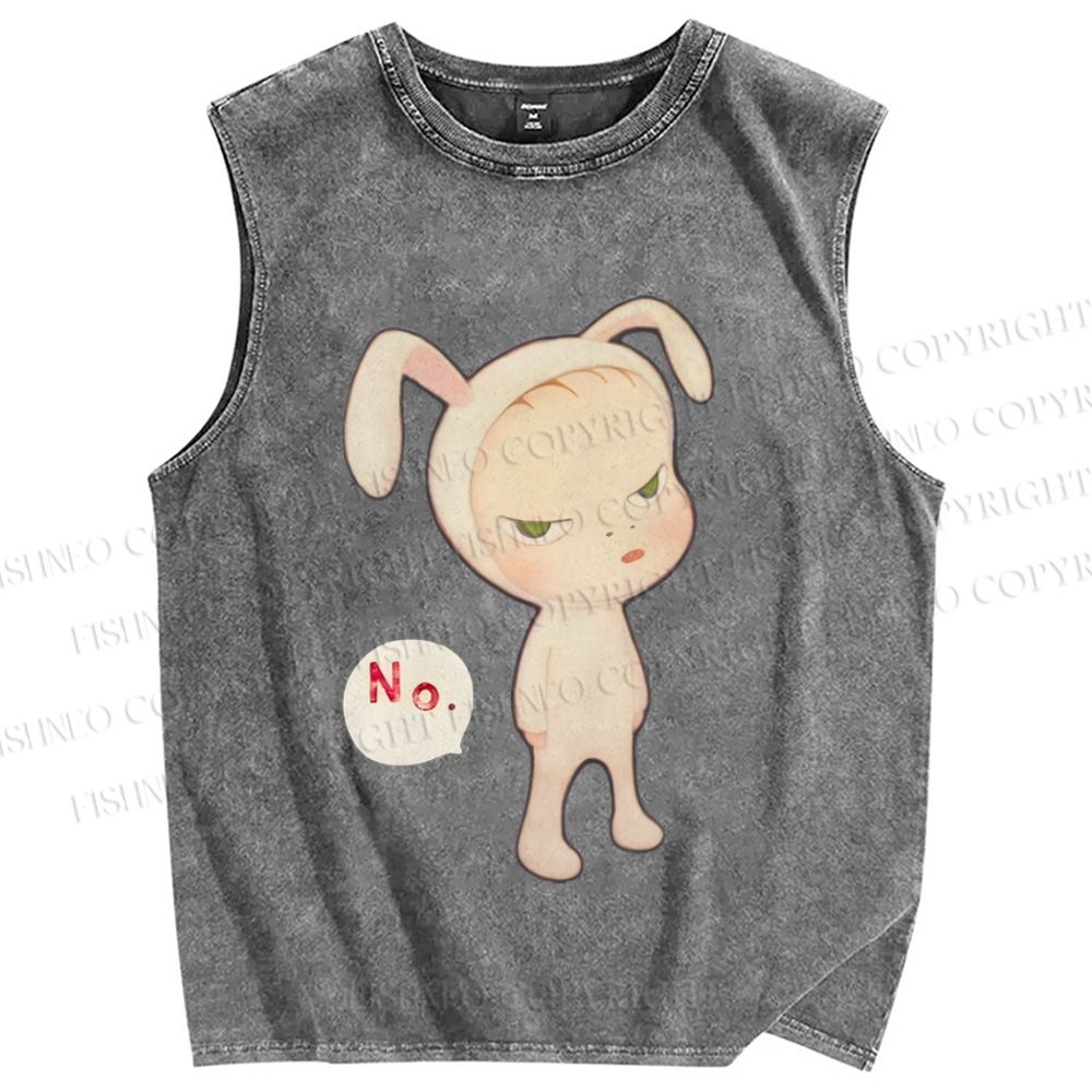 Unisex Yoshitomo Nara Printed Washed Tank Top
