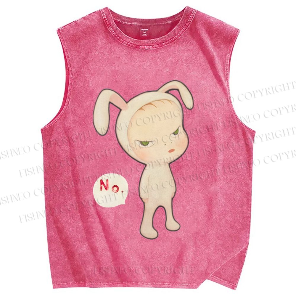 Unisex Yoshitomo Nara Printed Washed Tank Top