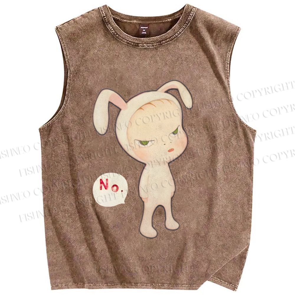Unisex Yoshitomo Nara Printed Washed Tank Top