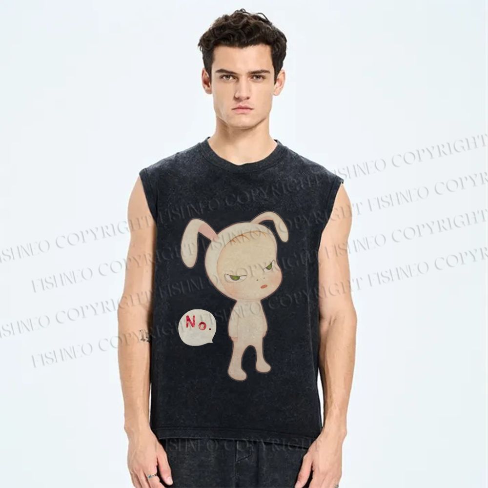 Unisex Yoshitomo Nara Printed Washed Tank Top