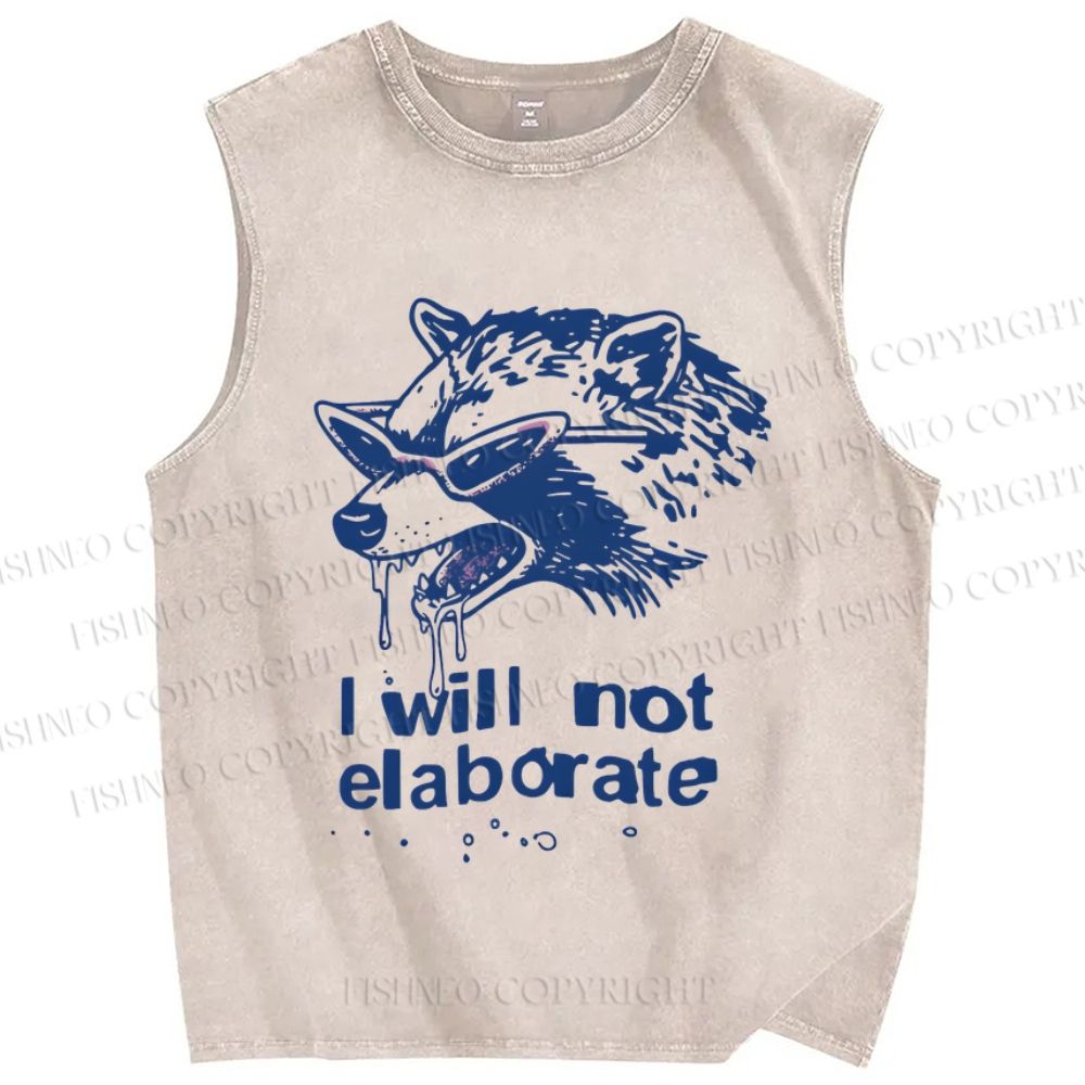 Unisex Crazy Opossum Cool I Will Not Elaborate Printed Washed Tank Top