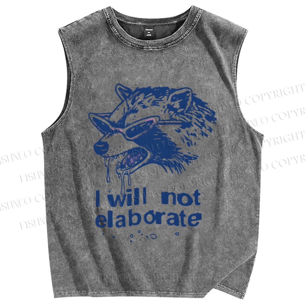 Unisex Crazy Opossum Cool I Will Not Elaborate Printed Washed Tank Top