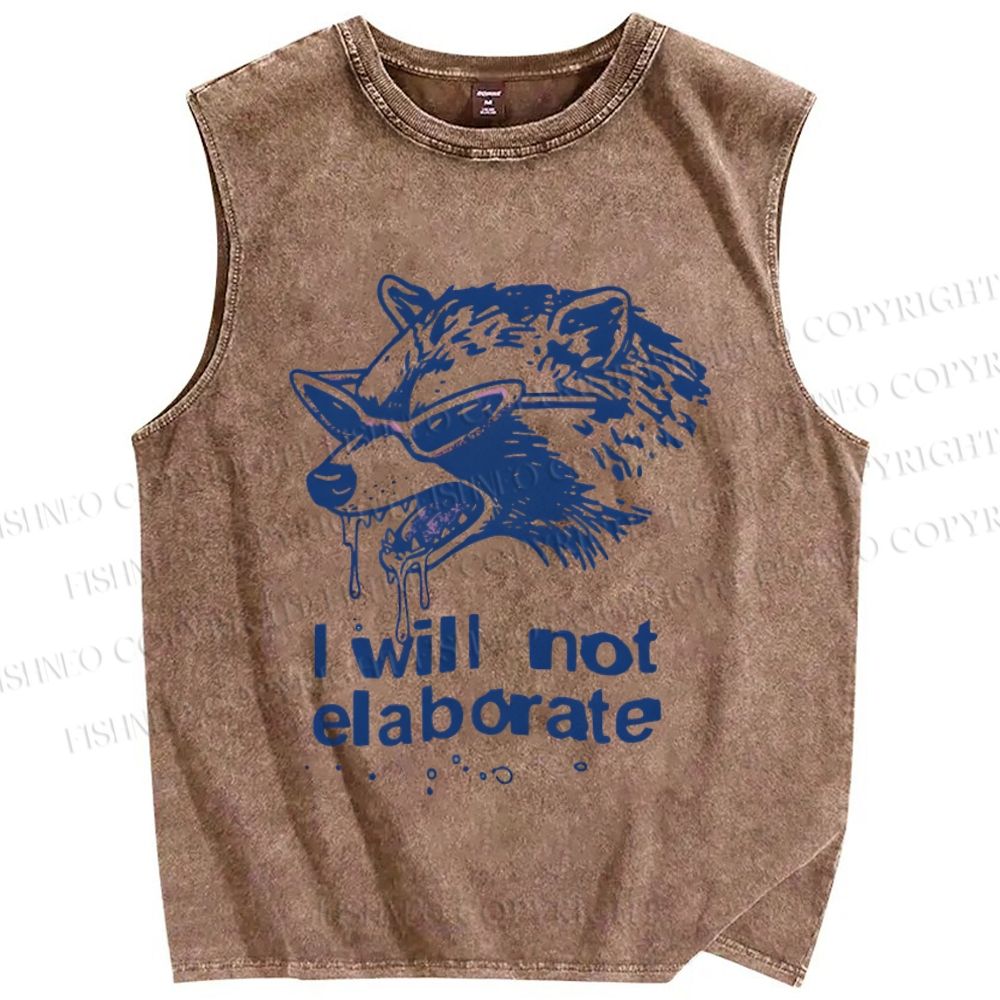 Unisex Crazy Opossum Cool I Will Not Elaborate Printed Washed Tank Top