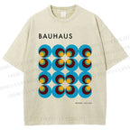 Unisex Bauhaus Geometric Circle Printed Washed Tee