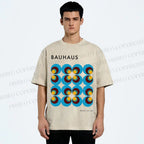 Unisex Bauhaus Geometric Circle Printed Washed Tee