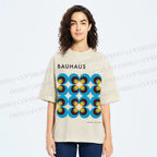 Unisex Bauhaus Geometric Circle Printed Washed Tee