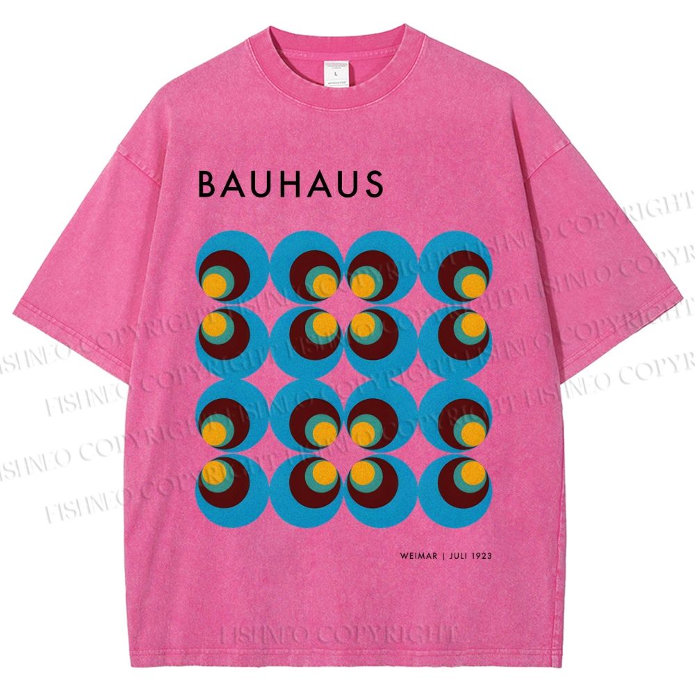 Unisex Bauhaus Geometric Circle Printed Washed Tee