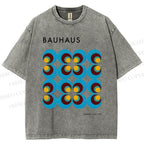 Unisex Bauhaus Geometric Circle Printed Washed Tee