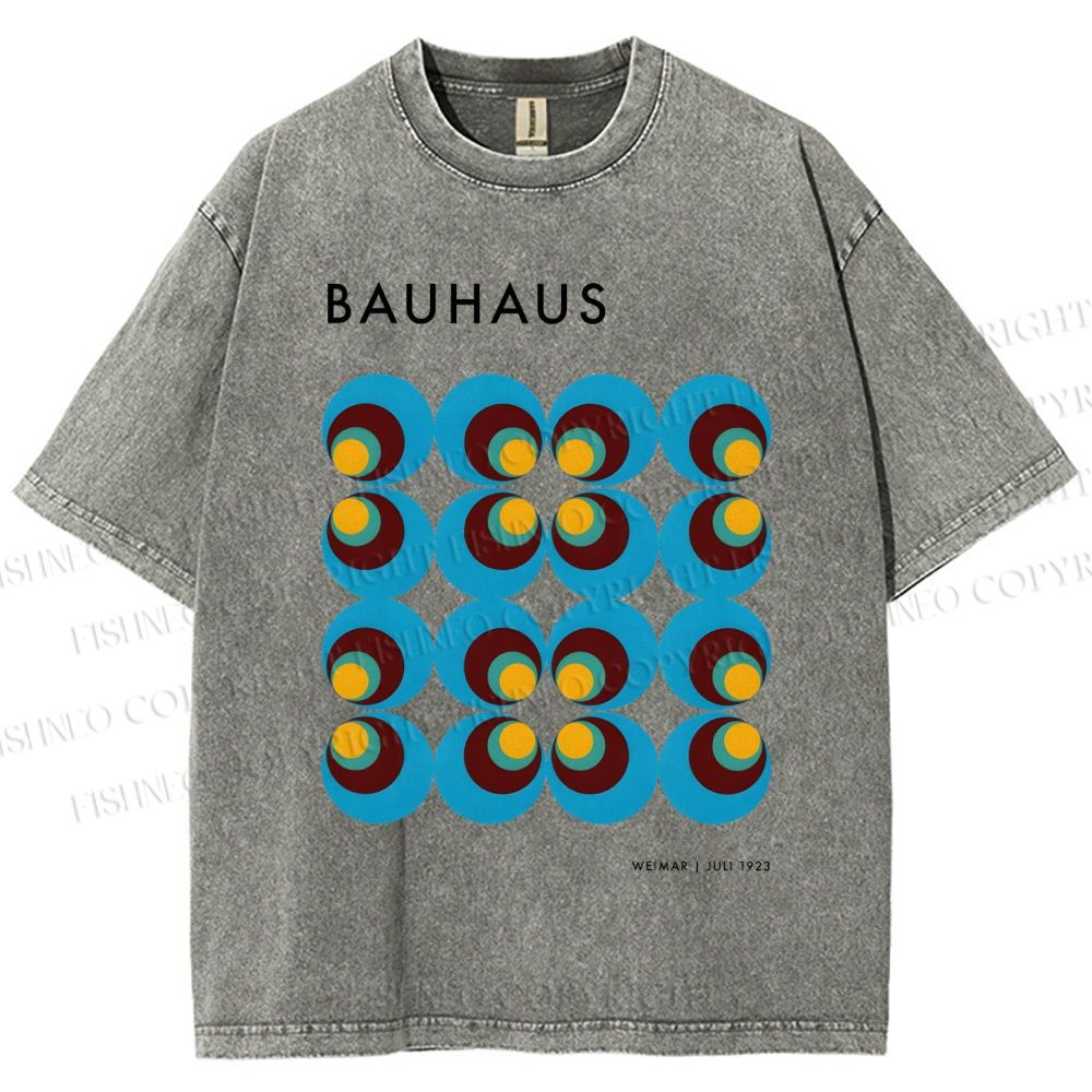 Unisex Bauhaus Geometric Circle Printed Washed Tee