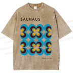 Unisex Bauhaus Geometric Circle Printed Washed Tee