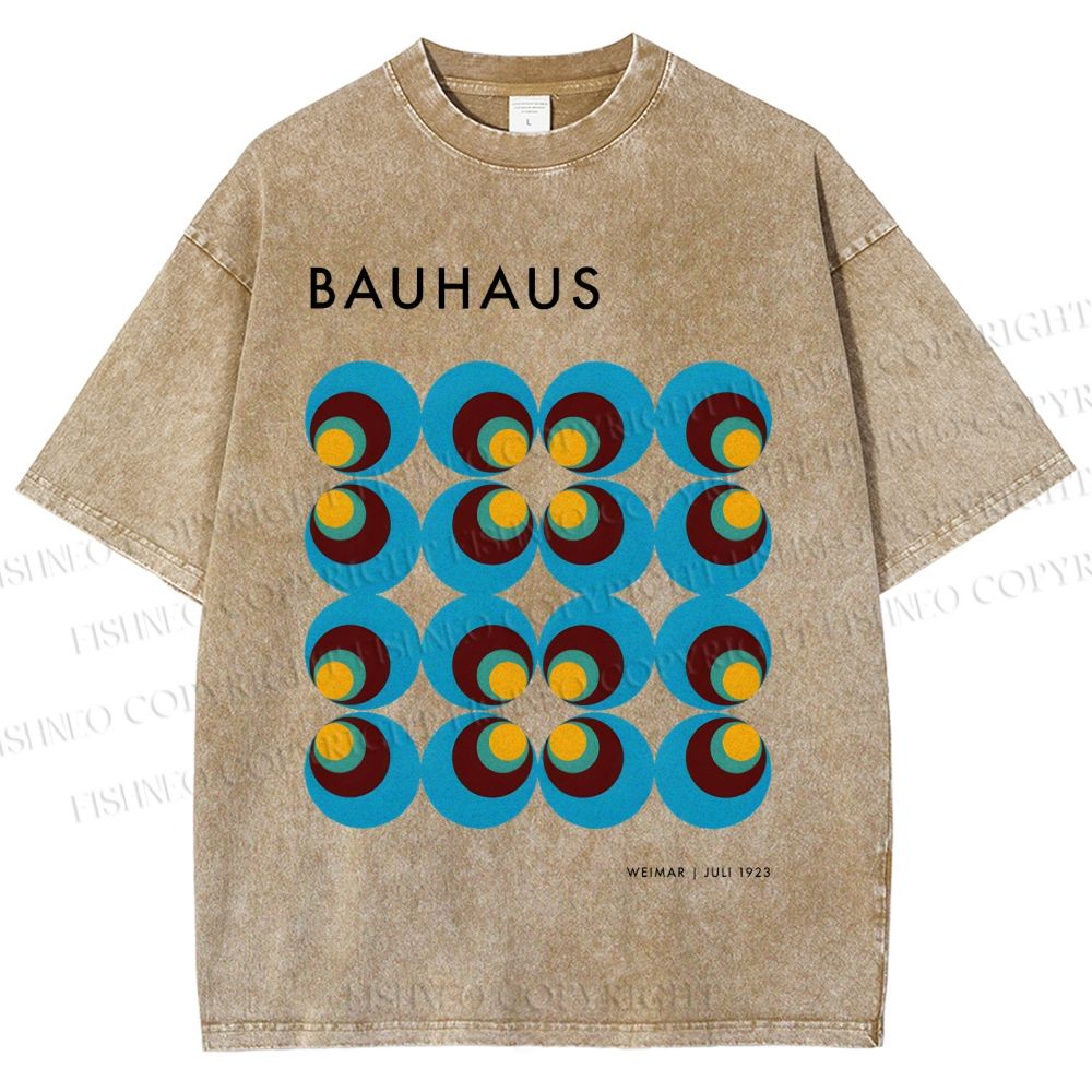 Unisex Bauhaus Geometric Circle Printed Washed Tee