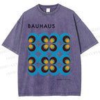 Unisex Bauhaus Geometric Circle Printed Washed Tee