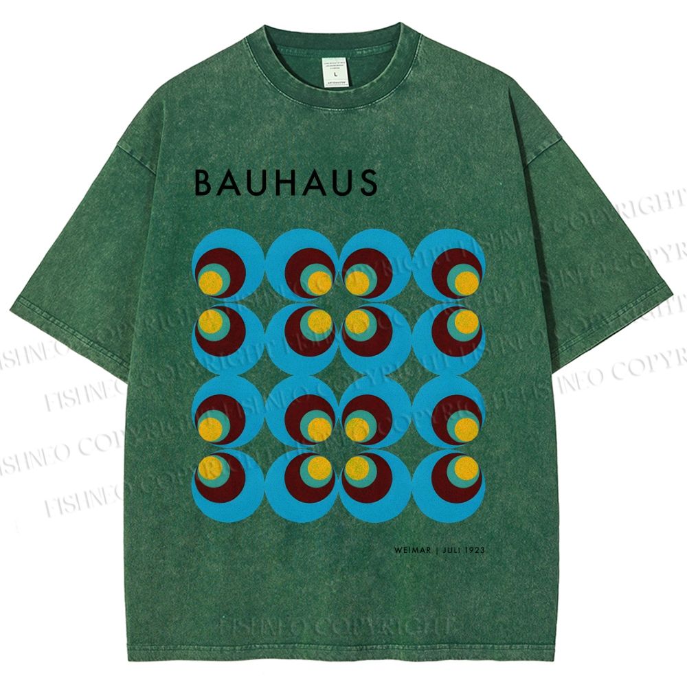 Unisex Bauhaus Geometric Circle Printed Washed Tee