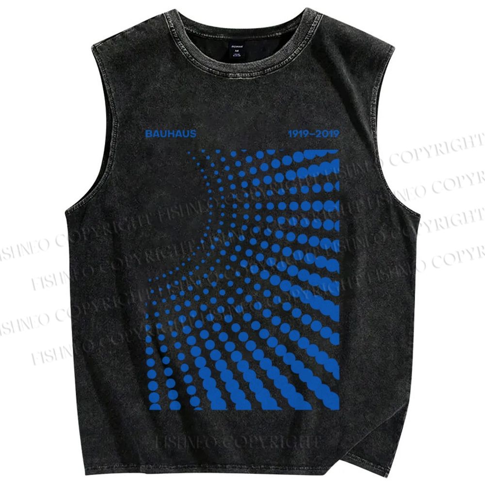 Unisex Bauhaus Design Printed Washed Tank Top