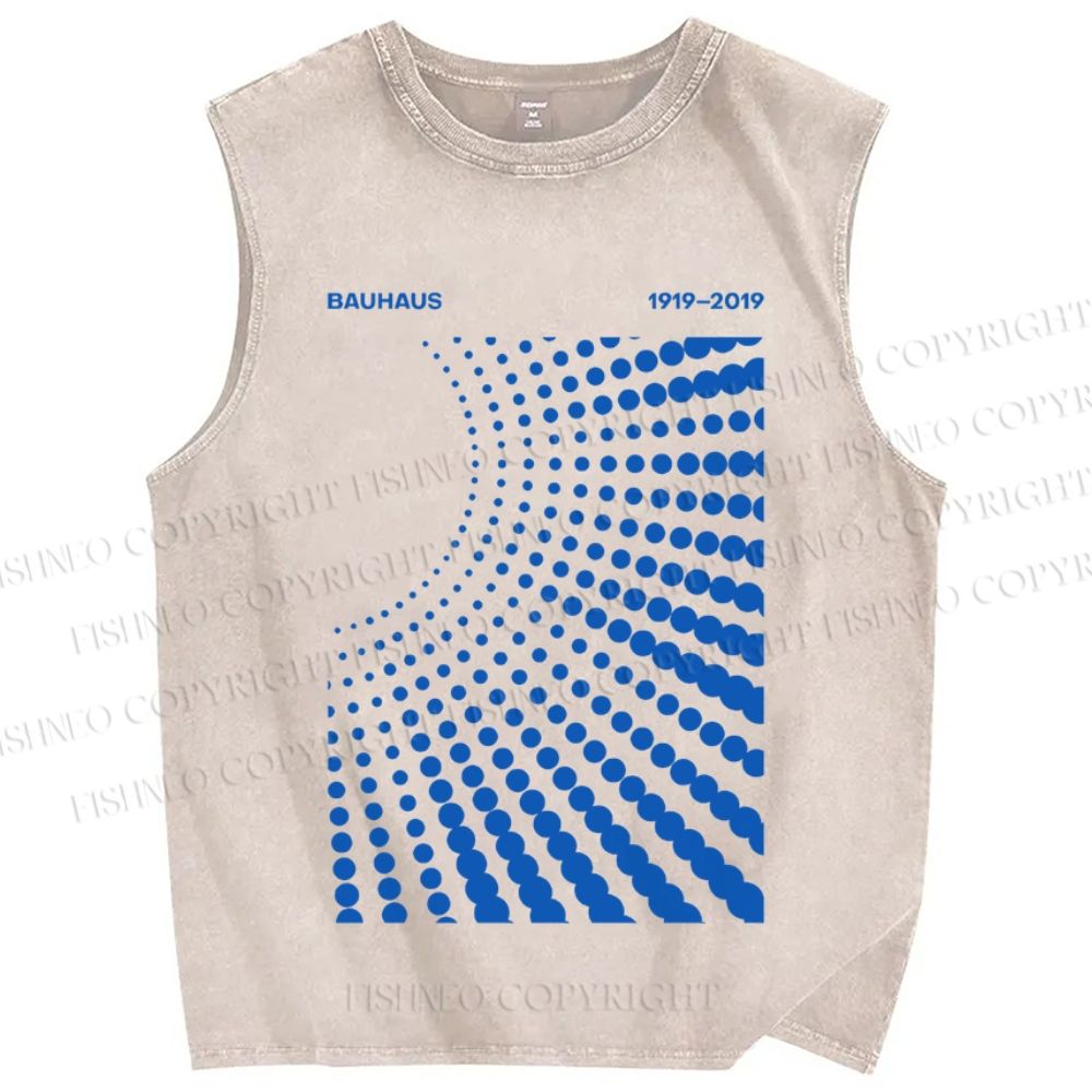 Unisex Bauhaus Design Printed Washed Tank Top