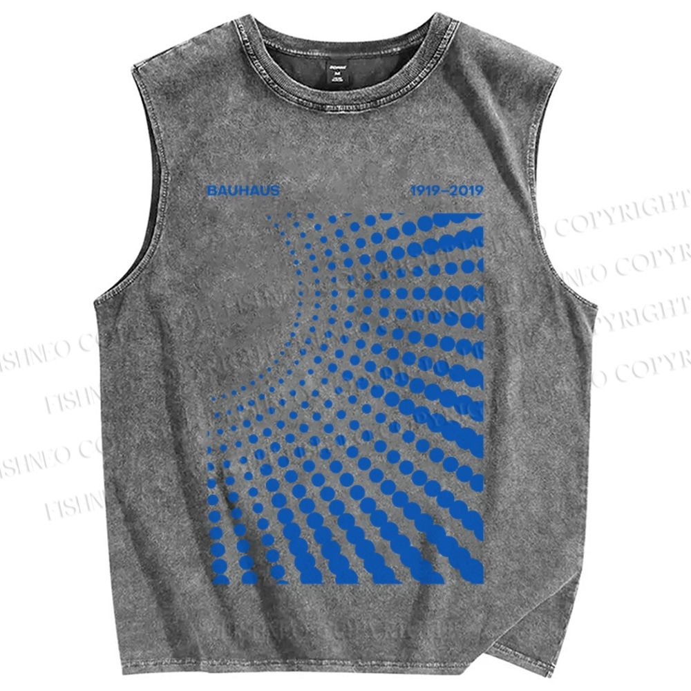 Unisex Bauhaus Design Printed Washed Tank Top