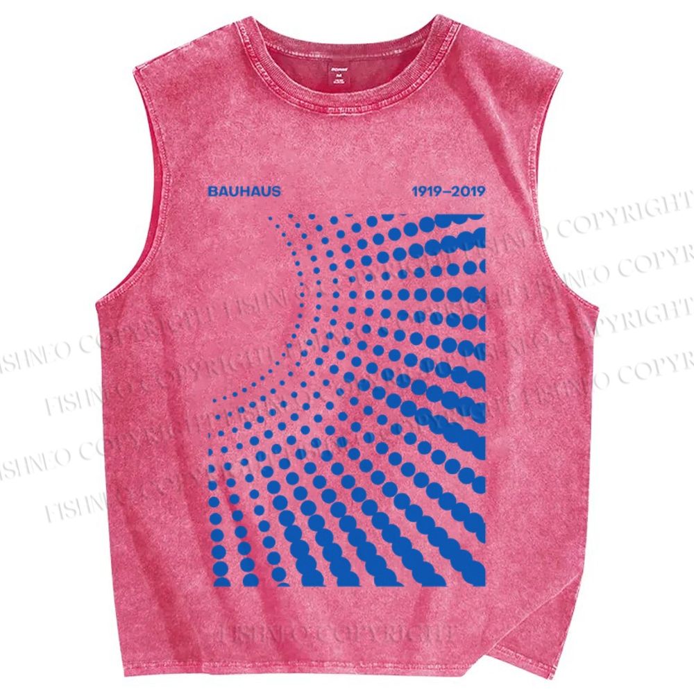 Unisex Bauhaus Design Printed Washed Tank Top