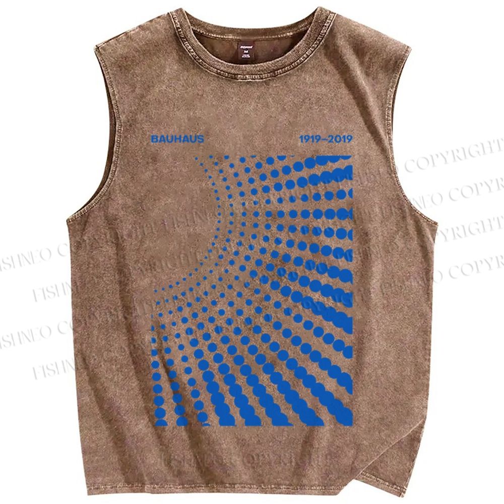 Unisex Bauhaus Design Printed Washed Tank Top