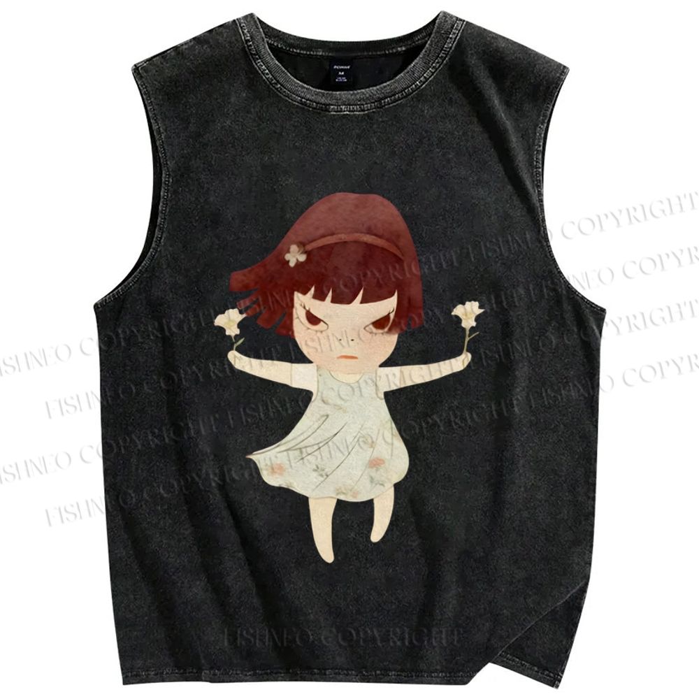 Unisex Fierce Girl Printed Washed Tank Top