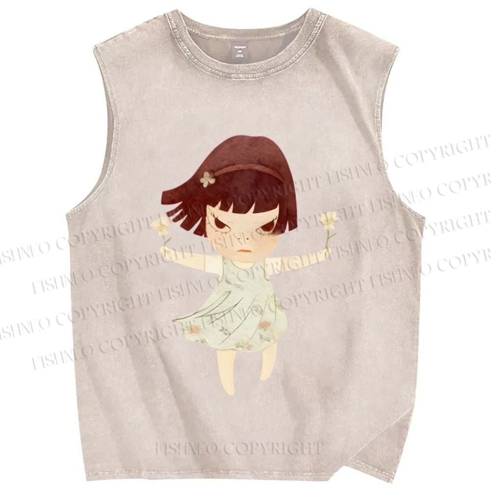 Unisex Fierce Girl Printed Washed Tank Top