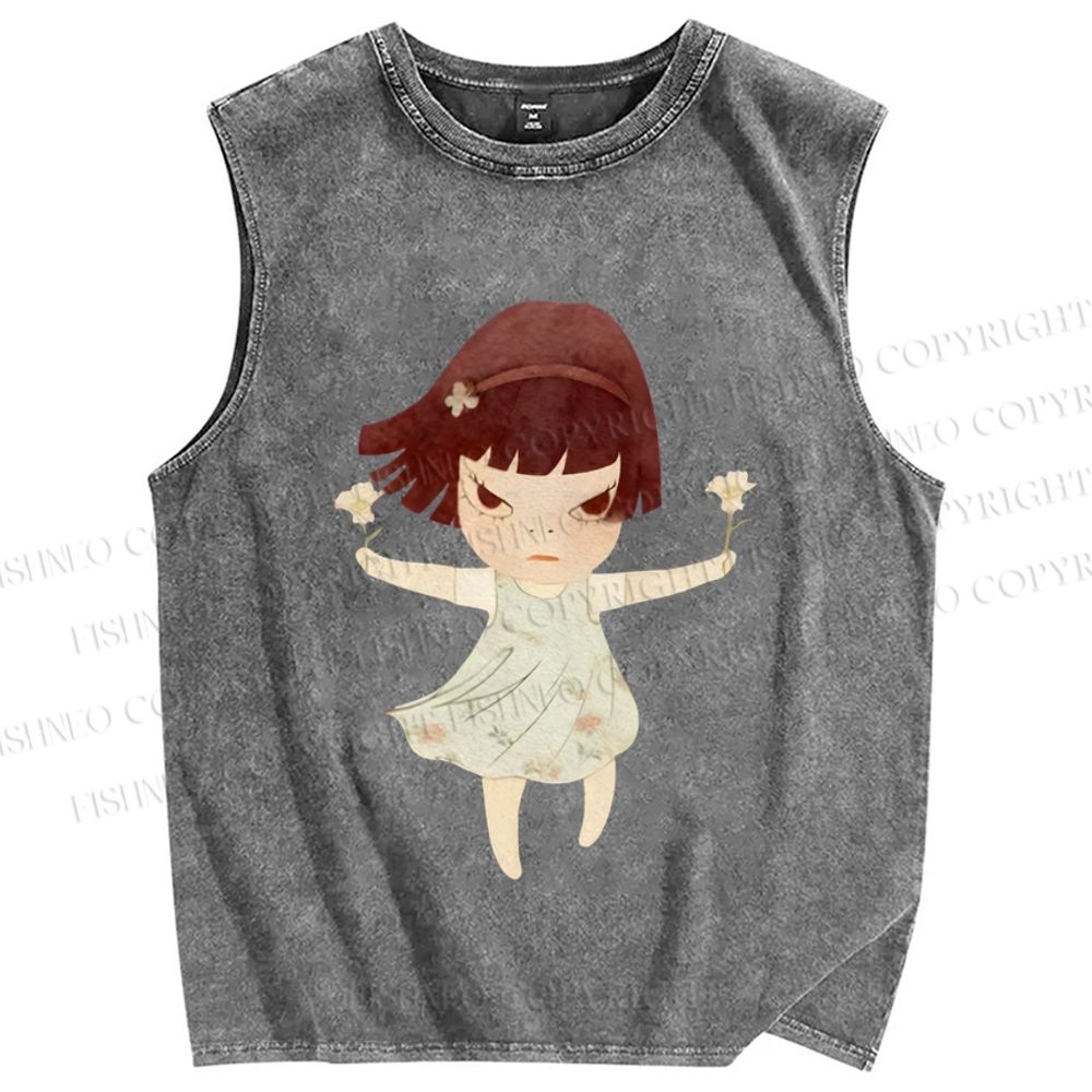 Unisex Fierce Girl Printed Washed Tank Top
