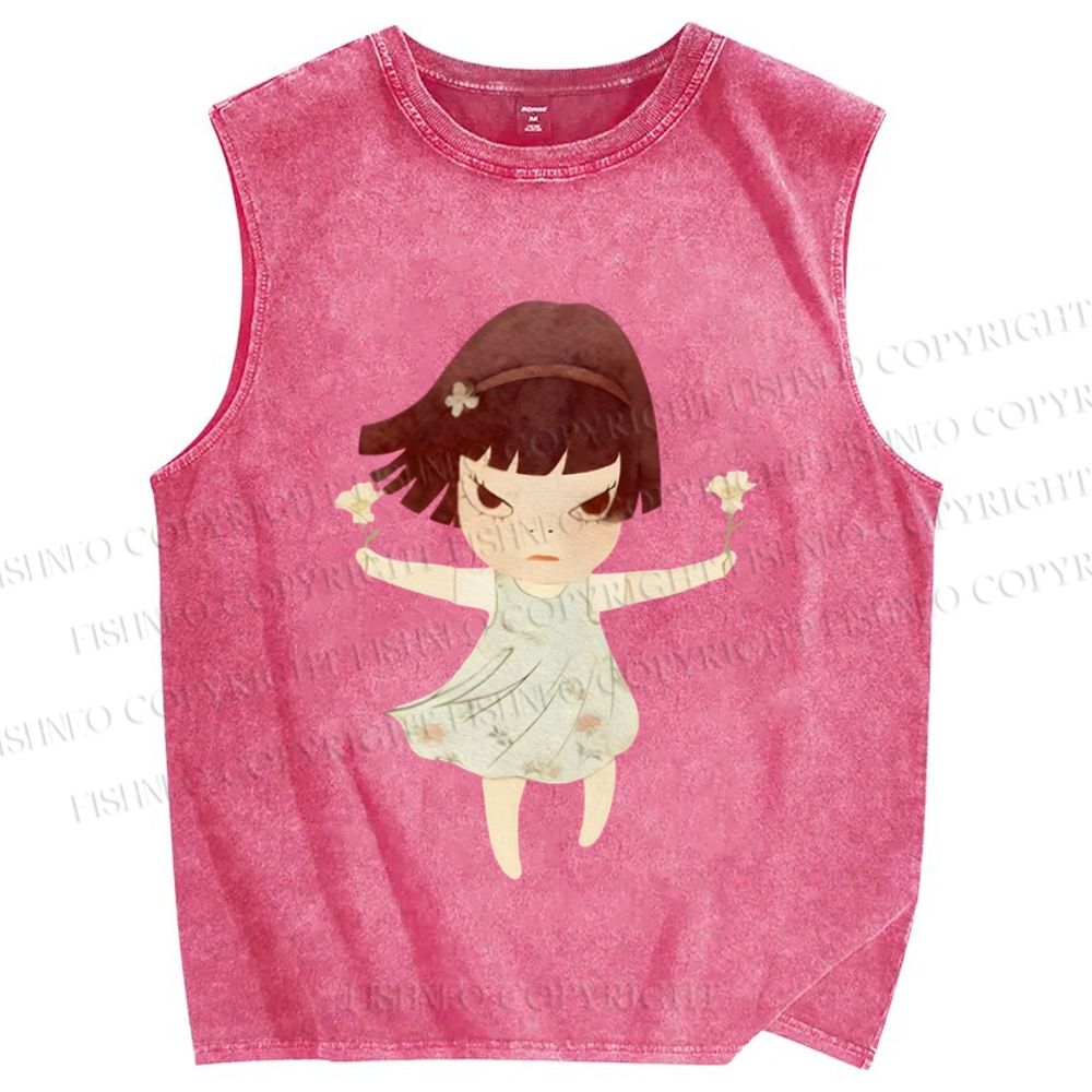 Unisex Fierce Girl Printed Washed Tank Top