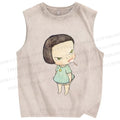 Unisex Yoshitomo Nara lollipop Printed Washed Tank Top