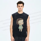 Unisex Yoshitomo Nara lollipop Printed Washed Tank Top