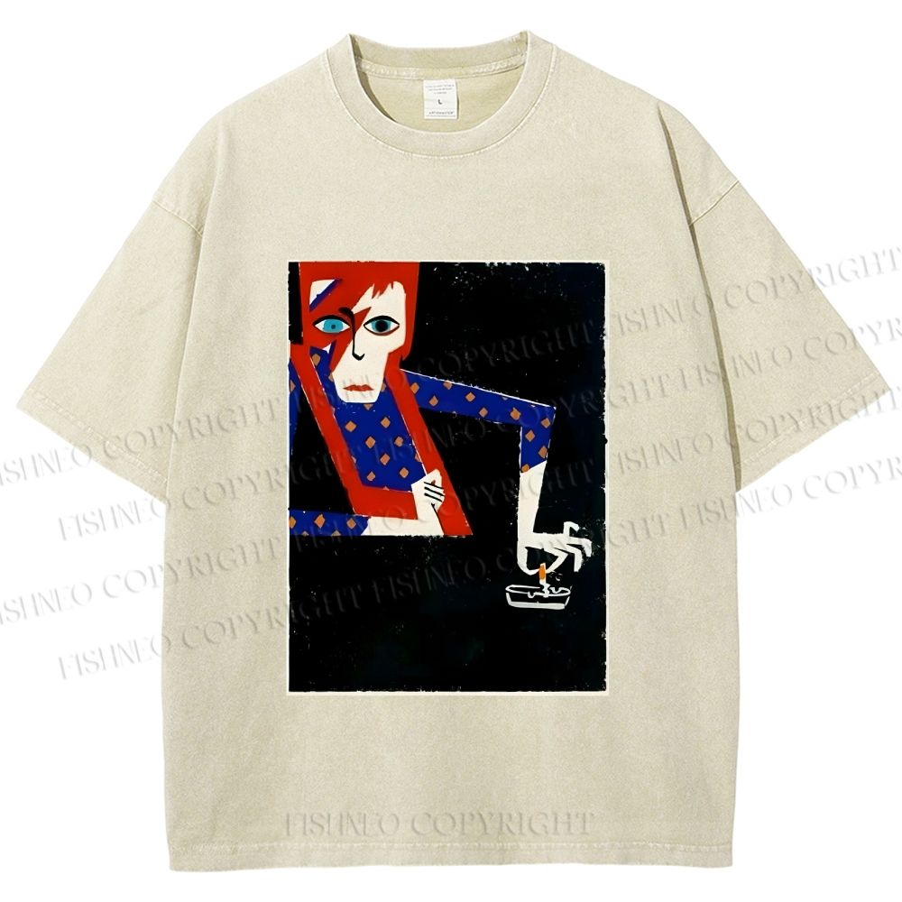 Unisex David Bowie Vintage Graffiti Printed Washed Tee
