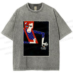 Unisex David Bowie Vintage Graffiti Printed Washed Tee