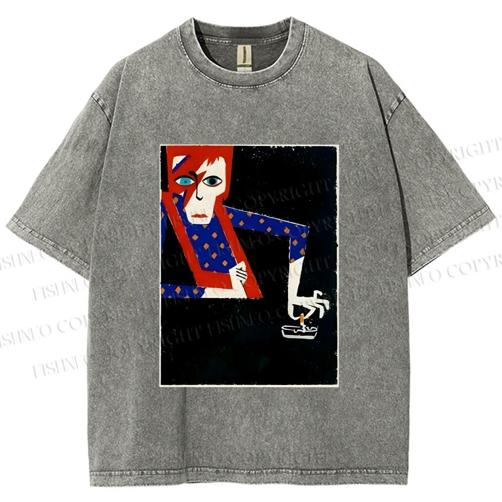 Unisex David Bowie Vintage Graffiti Printed Washed Tee