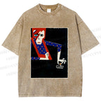 Unisex David Bowie Vintage Graffiti Printed Washed Tee