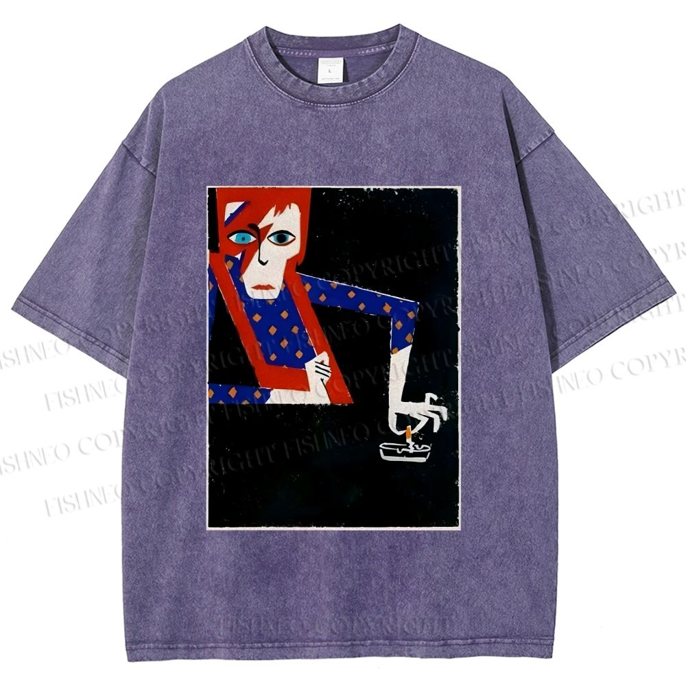 Unisex David Bowie Vintage Graffiti Printed Washed Tee