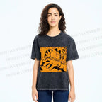 Unisex Garfield Cat Japanese Comic Printed Washed Tee