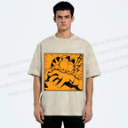 Unisex Garfield Cat Japanese Comic Printed Washed Tee