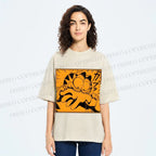 Unisex Garfield Cat Japanese Comic Printed Washed Tee