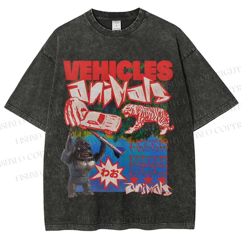 Unisex Vintage Poster Printed Washed Tee