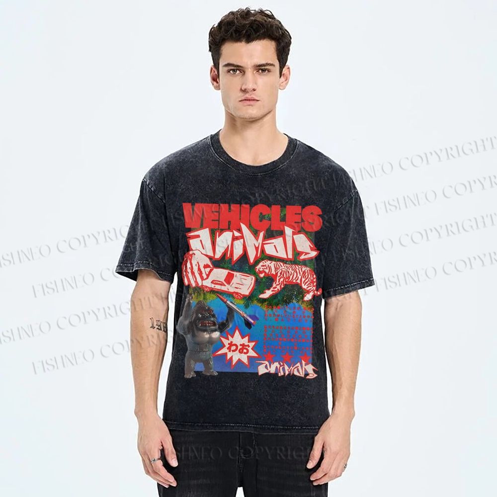 Unisex Vintage Poster Printed Washed Tee